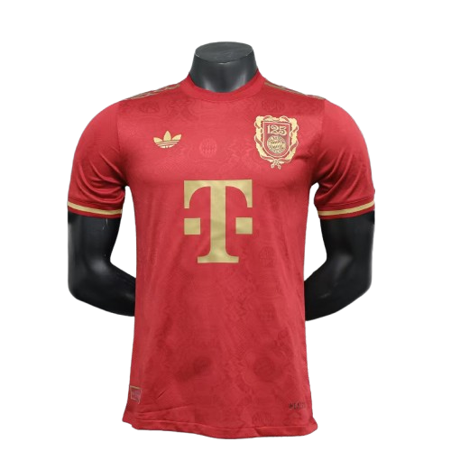 Red Bayern Munich 25/26 125th anniversary jersey with T-Mobile logo
